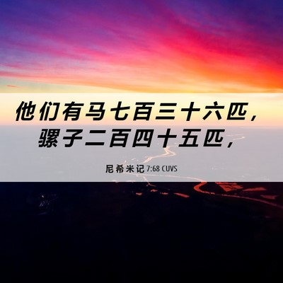 Picture 06 - 尼 希 米 记 7:68 CUVS - 他 们 有 马 七 百 三 十 六 匹 ， 骡 - Bible Verse Picture