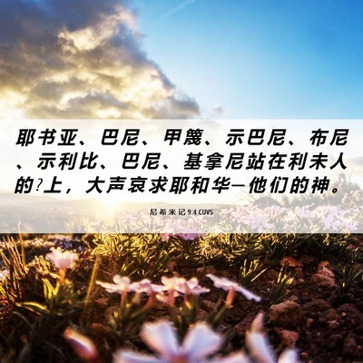 Picture 06 - 尼 希 米 记 9:4 CUVS - 耶 书 亚 、 巴 尼 、 甲 篾 、 示 巴 - Bible Verse Picture