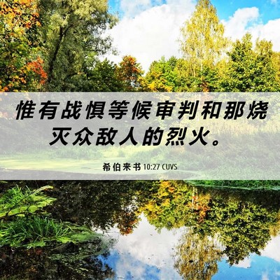 Picture 06 - 希 伯 来 书 10:27 CUVS - 惟 有 战 惧 等 候 审 判 和 那 烧 灭 - Bible Verse Picture