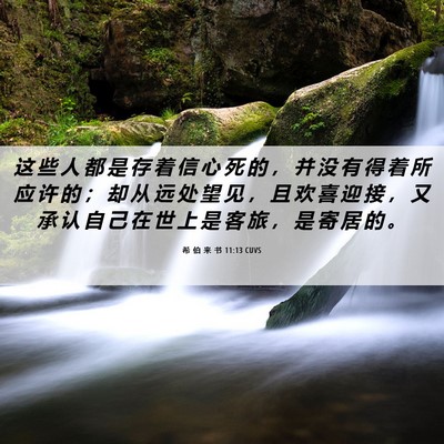 Picture 06 - 希 伯 来 书 11:13 CUVS - 这 些 人 都 是 存 着 信 心 死 的 ， - Bible Verse Picture