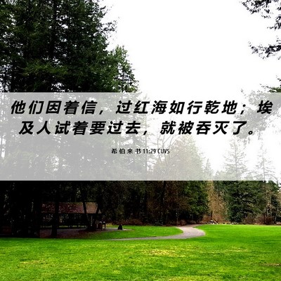 Picture 06 - 希 伯 来 书 11:29 CUVS - 他 们 因 着 信 ， 过 红 海 如 行 乾 - Bible Verse Picture