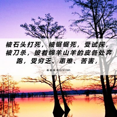 Picture 06 - 希 伯 来 书 11:37 CUVS - 被 石 头 打 死 ， 被 锯 锯 死 ， 受 - Bible Verse Picture