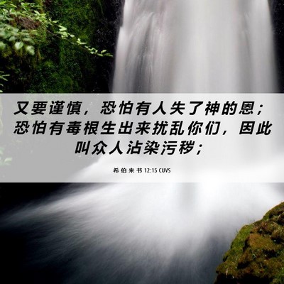 Picture 06 - 希 伯 来 书 12:15 CUVS - 又 要 谨 慎 ， 恐 怕 有 人 失 了 神 - Bible Verse Picture