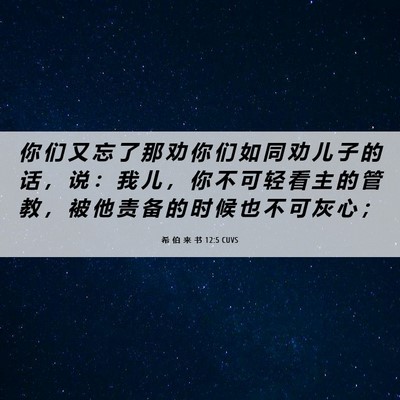 Picture 06 - 希 伯 来 书 12:5 CUVS - 你 们 又 忘 了 那 劝 你 们 如 同 劝 - Bible Verse Picture