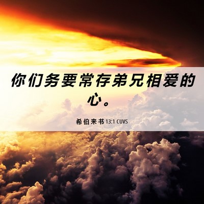Picture 06 - 希 伯 来 书 13:1 CUVS - 你 们 务 要 常 存 弟 兄 相 爱 的 心 - Bible Verse Picture