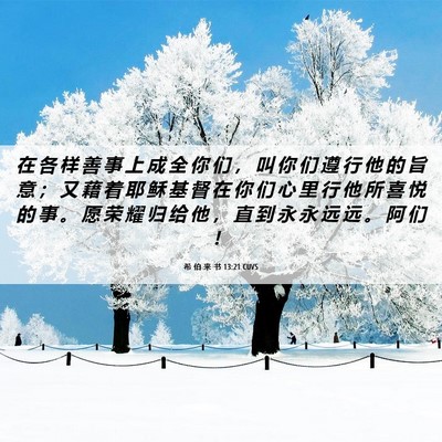Picture 06 - 希 伯 来 书 13:21 CUVS - 在 各 样 善 事 上 成 全 你 们 ， 叫 - Bible Verse Picture