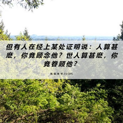 Picture 06 - 希 伯 来 书 2:6 CUVS - 但 有 人 在 经 上 某 处 证 明 说 ： - Bible Verse Picture