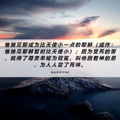 Picture 06 - 希 伯 来 书 2:9 CUVS - 惟 独 见 那 成 为 比 天 使 小 一 点 - Bible Verse Picture