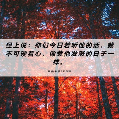 Picture 06 - 希 伯 来 书 3:15 CUVS - 经 上 说 ： 你 们 今 日 若 听 他 的 - Bible Verse Picture