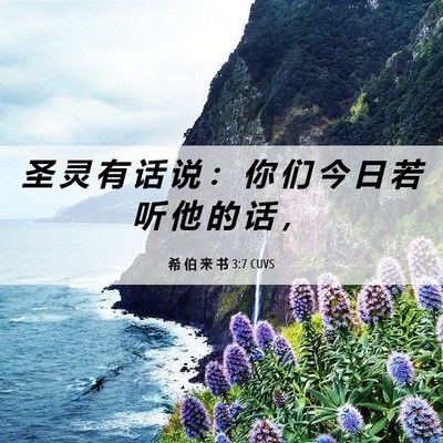 Picture 06 - 希 伯 来 书 3:7 CUVS - 圣 灵 有 话 说 ： 你 们 今 日 若 听 - Bible Verse Picture