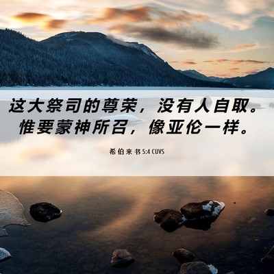 Picture 06 - 希 伯 来 书 5:4 CUVS - 这 大 祭 司 的 尊 荣 ， 没 有 人 自 - Bible Verse Picture