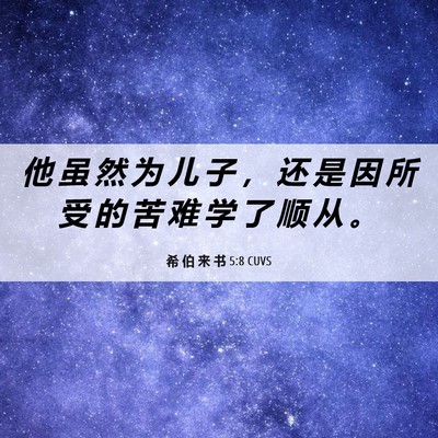 Picture 06 - 希 伯 来 书 5:8 CUVS - 他 虽 然 为 儿 子 ， 还 是 因 所 受 - Bible Verse Picture