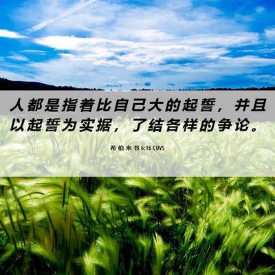 Picture 06 - 希 伯 来 书 6:16 CUVS - 人 都 是 指 着 比 自 己 大 的 起 誓 - Bible Verse Picture