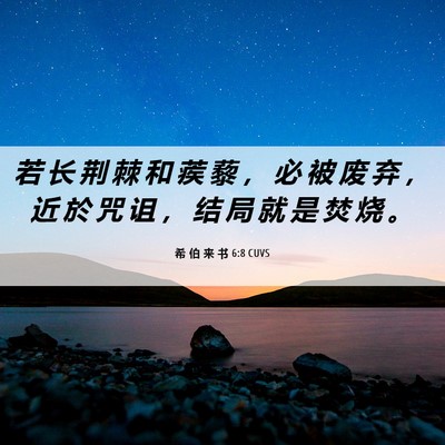 Picture 06 - 希 伯 来 书 6:8 CUVS - 若 长 荆 棘 和 蒺 藜 ， 必 被 废 弃 - Bible Verse Picture