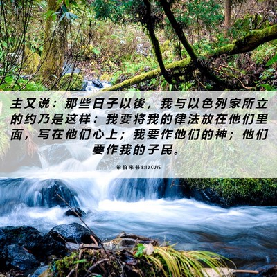 Picture 06 - 希 伯 来 书 8:10 CUVS - 主 又 说 ： 那 些 日 子 以 後 ， 我 - Bible Verse Picture