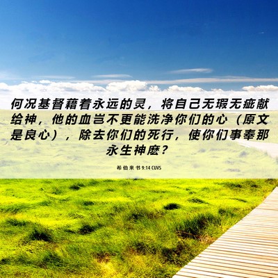 Picture 06 - 希 伯 来 书 9:14 CUVS - 何 况 基 督 藉 着 永 远 的 灵 ， 将 - Bible Verse Picture