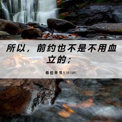 Picture 06 - 希 伯 来 书 9:18 CUVS - 所 以 ， 前 约 也 不 是 不 用 血 立 - Bible Verse Picture
