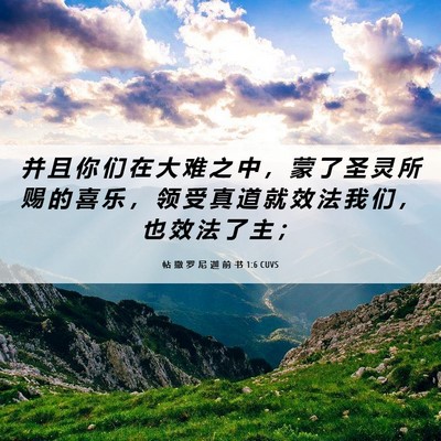 Picture 06 - 帖 撒 罗 尼 迦 前 书 1:6 CUVS - 并 且 你 们 在 大 难 之 中 ， 蒙 了 - Bible Verse Picture