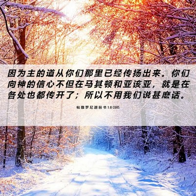 Picture 06 - 帖 撒 罗 尼 迦 前 书 1:8 CUVS - 因 为 主 的 道 从 你 们 那 里 已 经 - Bible Verse Picture