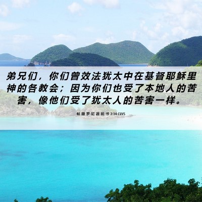 Picture 06 - 帖 撒 罗 尼 迦 前 书 2:14 CUVS - 弟 兄 们 ， 你 们 曾 效 法 犹 太 中 - Bible Verse Picture