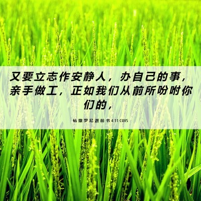 Picture 06 - 帖 撒 罗 尼 迦 前 书 4:11 CUVS - 又 要 立 志 作 安 静 人 ， 办 自 己 - Bible Verse Picture