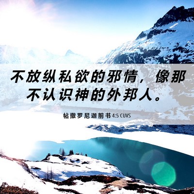 Picture 06 - 帖 撒 罗 尼 迦 前 书 4:5 CUVS - 不 放 纵 私 欲 的 邪 情 ， 像 那 不 - Bible Verse Picture