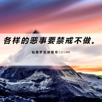 Picture 06 - 帖 撒 罗 尼 迦 前 书 5:22 CUVS - 各 样 的 恶 事 要 禁 戒 不 做 - Bible Verse Picture
