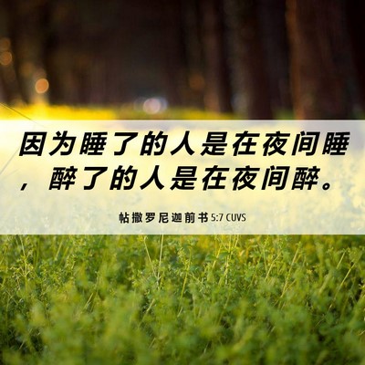 Picture 06 - 帖 撒 罗 尼 迦 前 书 5:7 CUVS - 因 为 睡 了 的 人 是 在 夜 间 睡 ， - Bible Verse Picture