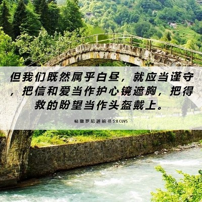 Picture 06 - 帖 撒 罗 尼 迦 前 书 5:8 CUVS - 但 我 们 既 然 属 乎 白 昼 ， 就 应 - Bible Verse Picture