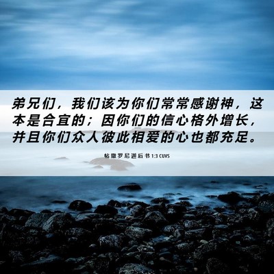 Picture 06 - 帖 撒 罗 尼 迦 后 书 1:3 CUVS - 弟 兄 们 ， 我 们 该 为 你 们 常 常 - Bible Verse Picture