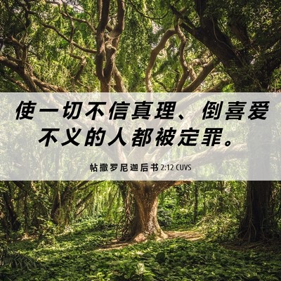 Picture 06 - 帖 撒 罗 尼 迦 后 书 2:12 CUVS - 使 一 切 不 信 真 理 、 倒 喜 爱 不 - Bible Verse Picture