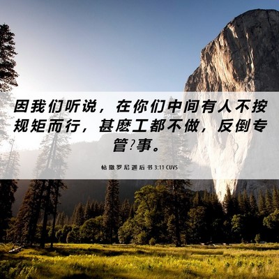 Picture 06 - 帖 撒 罗 尼 迦 后 书 3:11 CUVS - 因 我 们 听 说 ， 在 你 们 中 间 有 - Bible Verse Picture