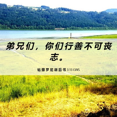 Picture 06 - 帖 撒 罗 尼 迦 后 书 3:13 CUVS - 弟 兄 们 ， 你 们 行 善 不 可 丧 志 - Bible Verse Picture