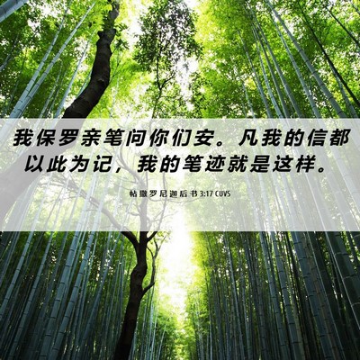 Picture 06 - 帖 撒 罗 尼 迦 后 书 3:17 CUVS - 我 保 罗 亲 笔 问 你 们 安 。 凡 我 - Bible Verse Picture