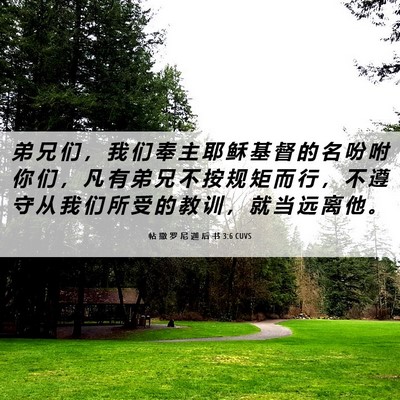 Picture 06 - 帖 撒 罗 尼 迦 后 书 3:6 CUVS - 弟 兄 们 ， 我 们 奉 主 耶 稣 基 督 - Bible Verse Picture