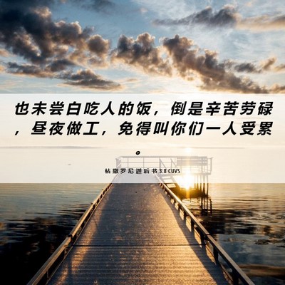 Picture 06 - 帖 撒 罗 尼 迦 后 书 3:8 CUVS - 也 未 尝 白 吃 人 的 饭 ， 倒 是 辛 - Bible Verse Picture