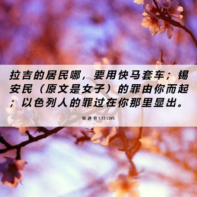 Picture 06 - 弥 迦 书 1:13 CUVS - 拉 吉 的 居 民 哪 ， 要 用 快 马 套 - Bible Verse Picture