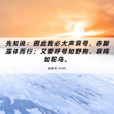 Picture 06 - 弥 迦 书 1:8 CUVS - 先 知 说 ： 因 此 我 必 大 声 哀 号 - Bible Verse Picture