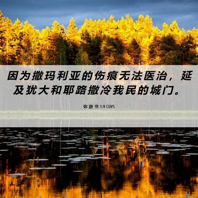 Picture 06 - 弥 迦 书 1:9 CUVS - 因 为 撒 玛 利 亚 的 伤 痕 无 法 医 - Bible Verse Picture