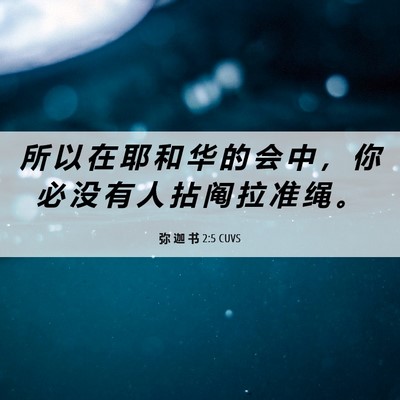 Picture 06 - 弥 迦 书 2:5 CUVS - 所 以 在 耶 和 华 的 会 中 ， 你 必 - Bible Verse Picture
