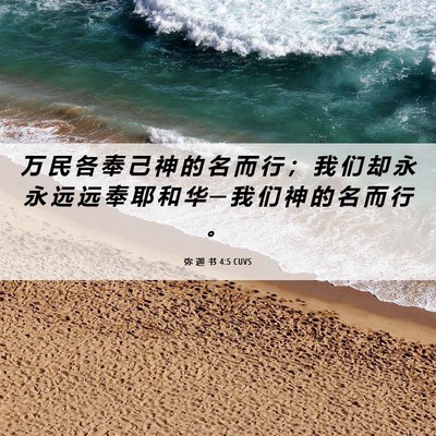 Picture 06 - 弥 迦 书 4:5 CUVS - 万 民 各 奉 己 神 的 名 而 行 ； 我 - Bible Verse Picture