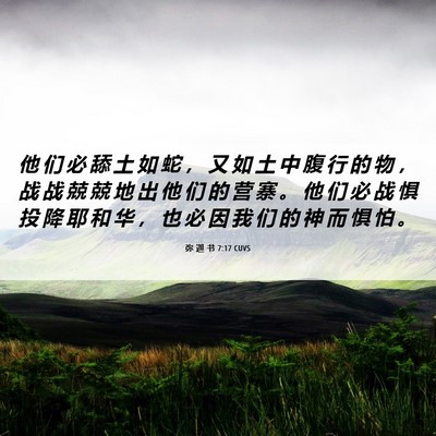 Picture 06 - 弥 迦 书 7:17 CUVS - 他 们 必 舔 土 如 蛇 ， 又 如 土 中 - Bible Verse Picture