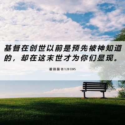 Picture 06 - 彼 得 前 书 1:20 CUVS - 基 督 在 创 世 以 前 是 预 先 被 神 - Bible Verse Picture