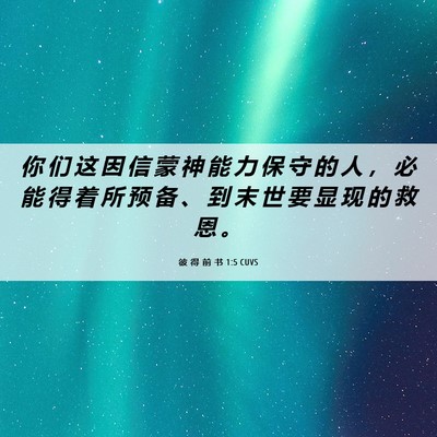 Picture 06 - 彼 得 前 书 1:5 CUVS - 你 们 这 因 信 蒙 神 能 力 保 守 的 - Bible Verse Picture