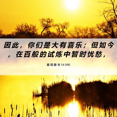 Picture 06 - 彼 得 前 书 1:6 CUVS - 因 此 ， 你 们 是 大 有 喜 乐 ； 但 - Bible Verse Picture