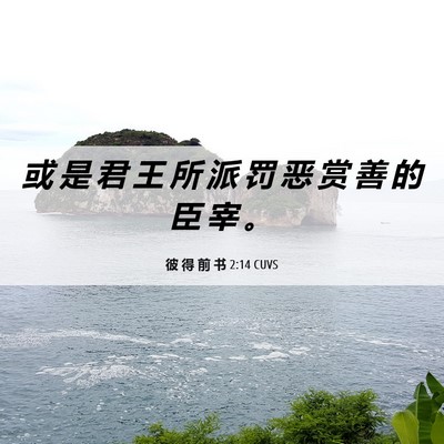 Picture 06 - 彼 得 前 书 2:14 CUVS - 或 是 君 王 所 派 罚 恶 赏 善 的 臣 - Bible Verse Picture