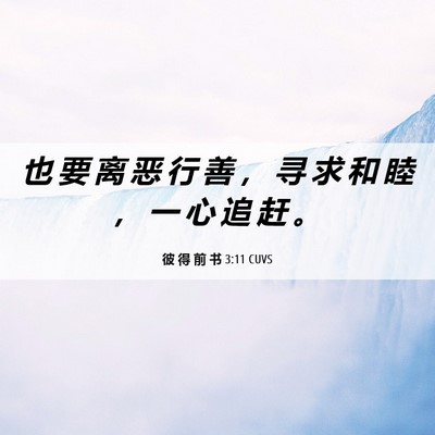 Picture 06 - 彼 得 前 书 3:11 CUVS - 也 要 离 恶 行 善 ， 寻 求 和 睦 ， - Bible Verse Picture