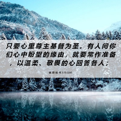 Picture 06 - 彼 得 前 书 3:15 CUVS - 只 要 心 里 尊 主 基 督 为 圣 。 有 - Bible Verse Picture