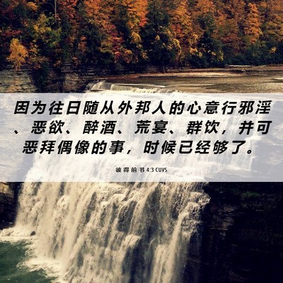 Picture 06 - 彼 得 前 书 4:3 CUVS - 因 为 往 日 随 从 外 邦 人 的 心 意 - Bible Verse Picture