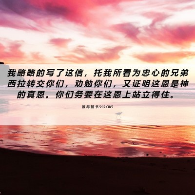 Picture 06 - 彼 得 前 书 5:12 CUVS - 我 略 略 的 写 了 这 信 ， 托 我 所 - Bible Verse Picture